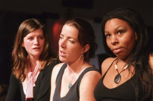 Margery Fairchild, Gina Seghi, and Felicia Benefield in the No Nude Men production. 